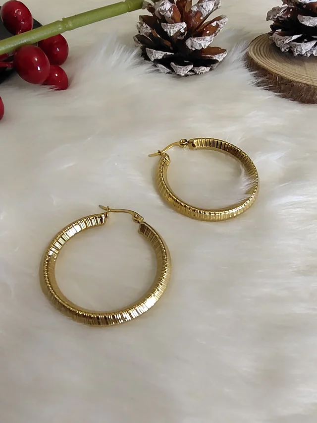 Golden Medium Hoops- Earrings