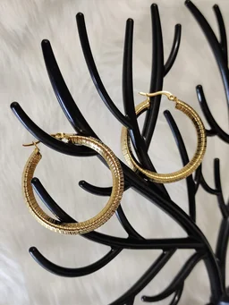 Golden Medium Hoops- Earrings