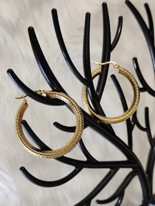 Golden Medium Hoops- Earrings