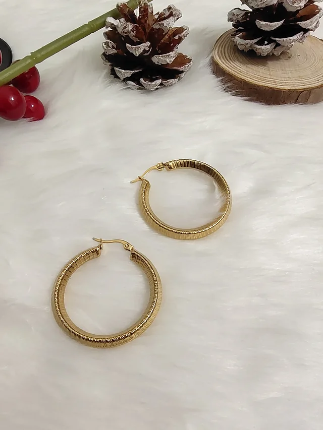 Golden Medium Hoops- Earrings