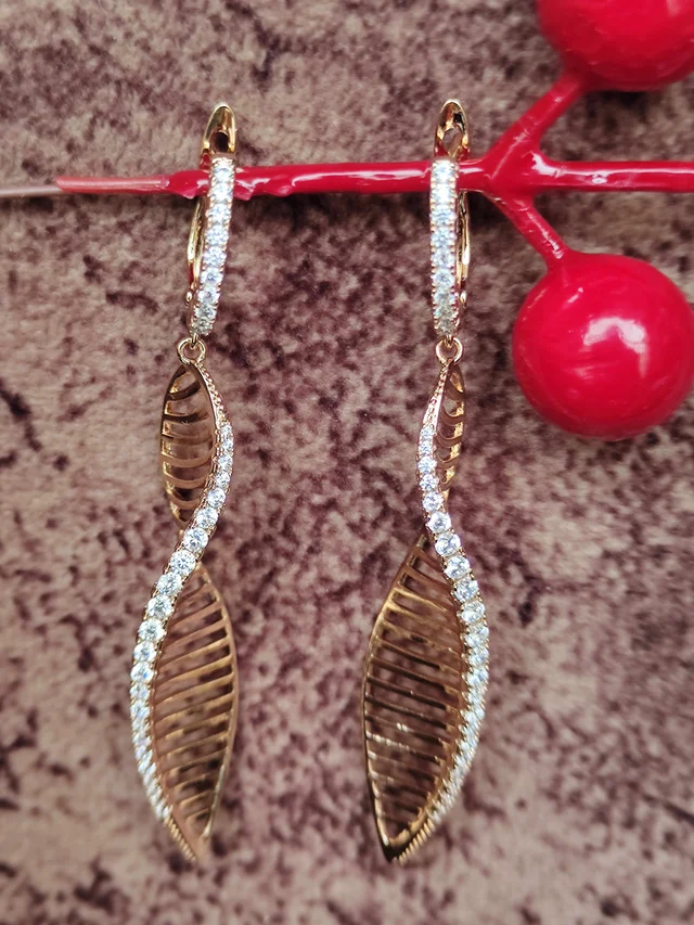18k Gold Plated Zigzag Diamond Filled Earrings