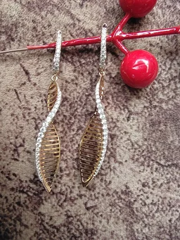 18k Gold Plated Zigzag Diamond Filled Earrings