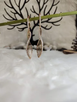 18k Gold Plated Zigzag Diamond Filled Earrings