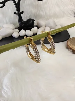 Star Burst Diamonds Square Hoops- Earrings