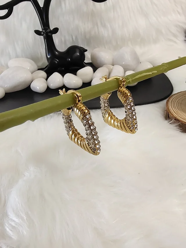 Star Burst Diamonds Square Hoops- Earrings