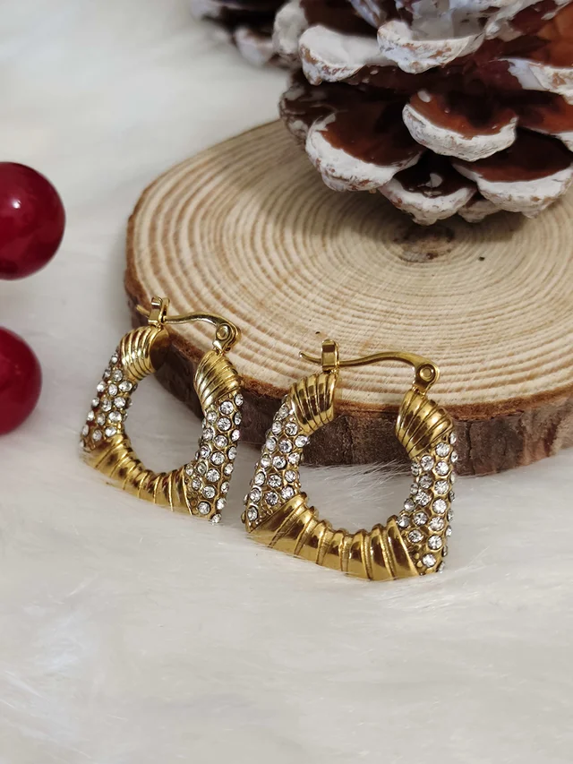Star Burst Diamonds Square Hoops- Earrings
