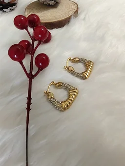 Star Burst Diamonds Square Hoops- Earrings