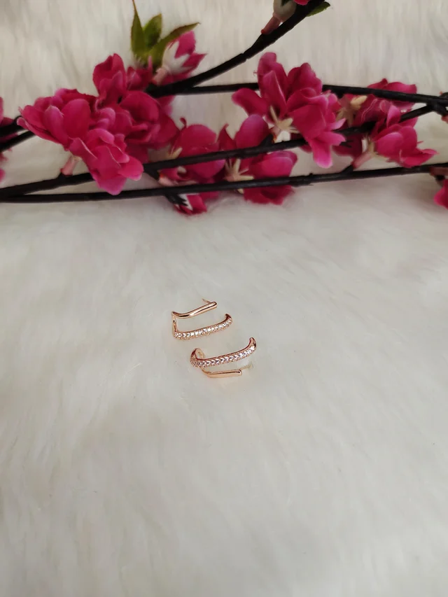 U Shape Rose Gold Stud Earrings