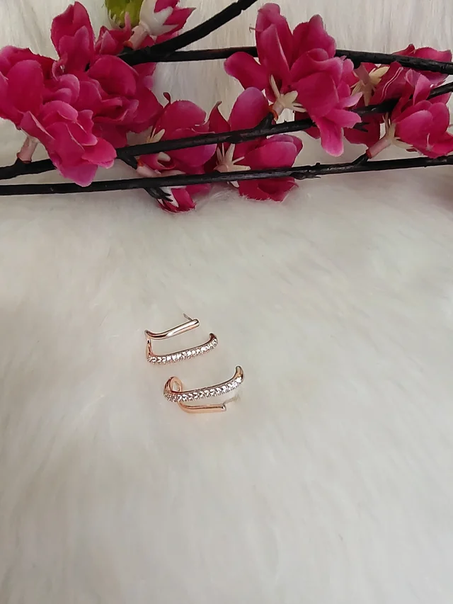 U Shape Rose Gold Stud Earrings