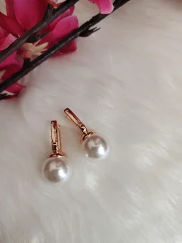Rose Gold Pearl Antitarnish Hoops- Earrings
