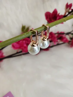 Rose Gold Pearl Antitarnish Hoops- Earrings