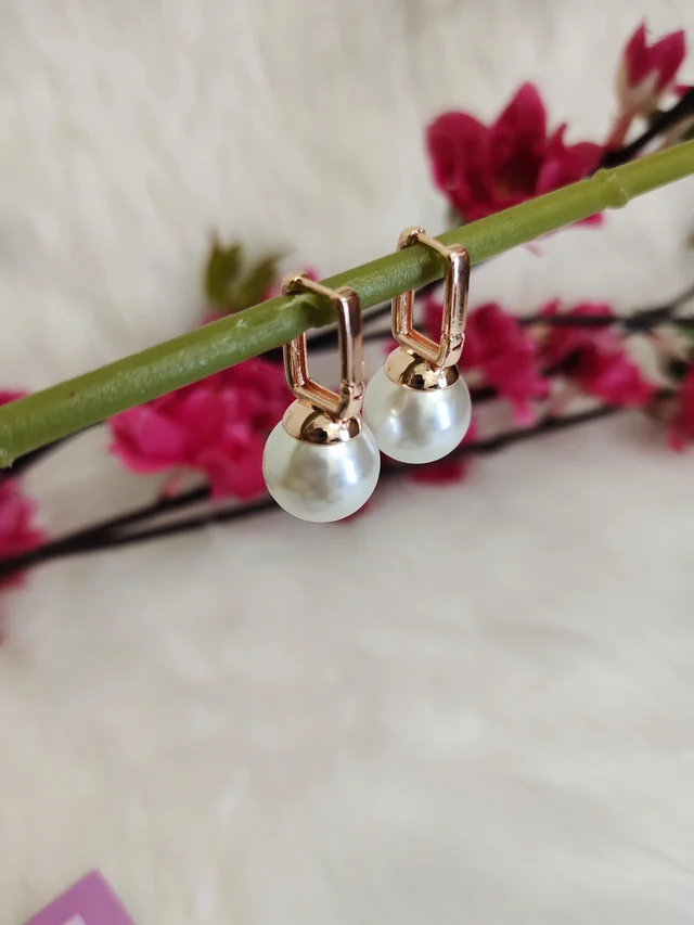Rose Gold Pearl Antitarnish Hoops- Earrings