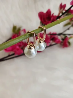 Rose Gold Pearl Antitarnish Hoops- Earrings