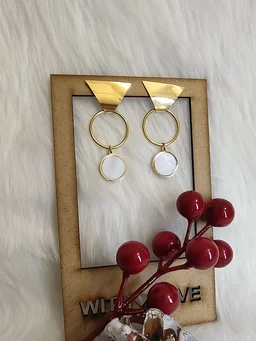 Geometry Design White Circle Danglers Earrings