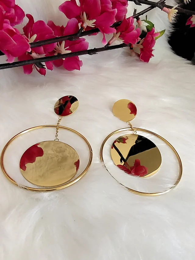 Golden Ring Dangler Earrings