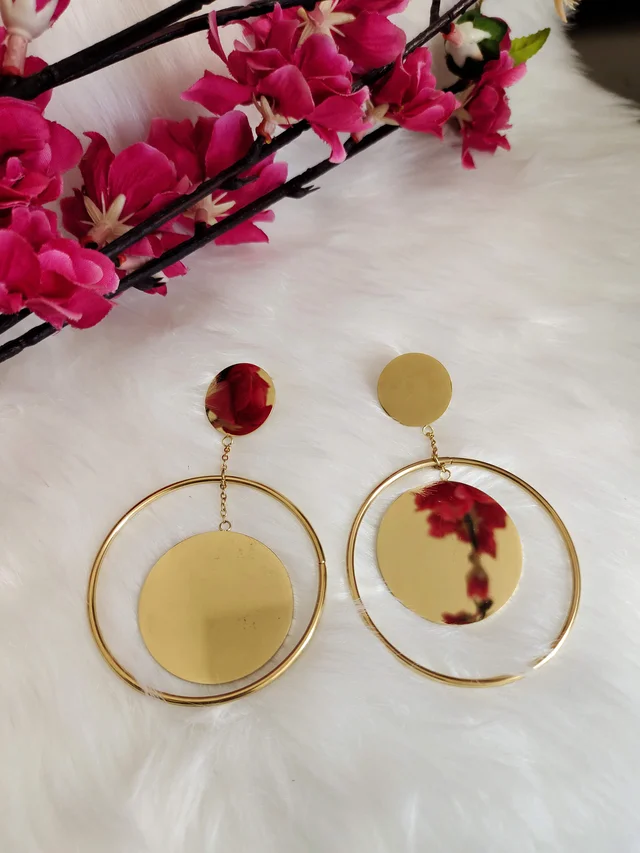 Golden Ring Dangler Earrings