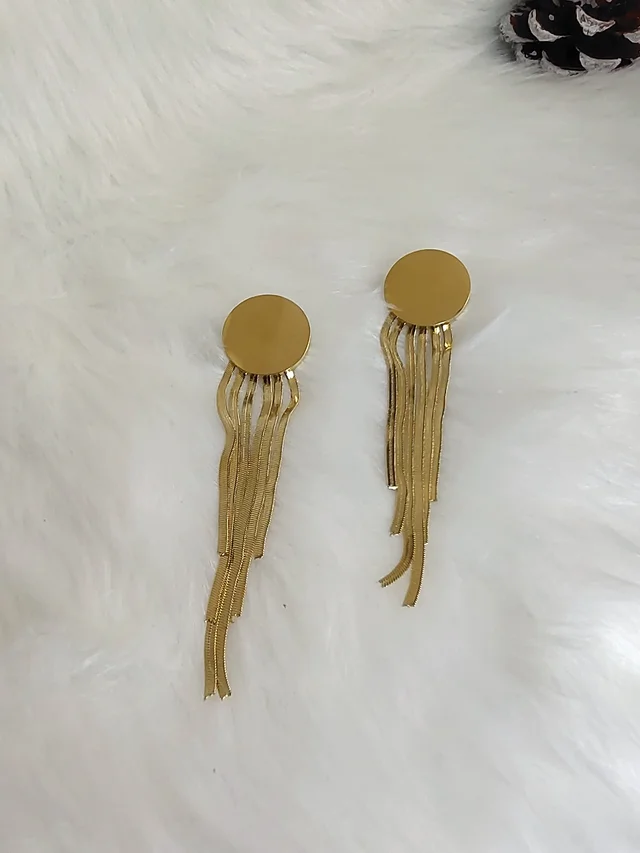 Golden Chain Tassel Dangler Earrings