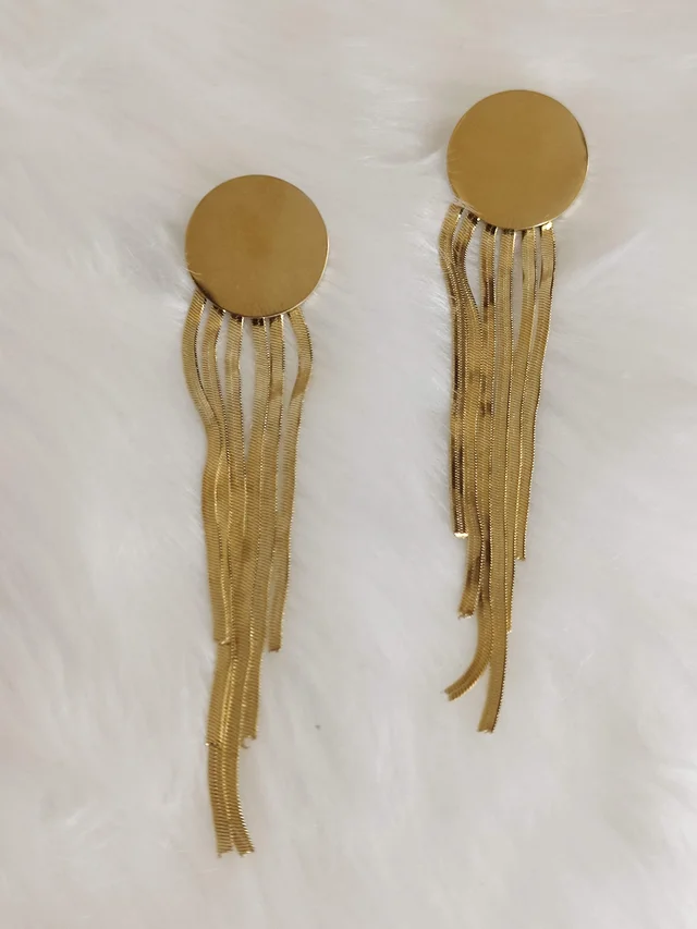 Golden Chain Tassel Dangler Earrings