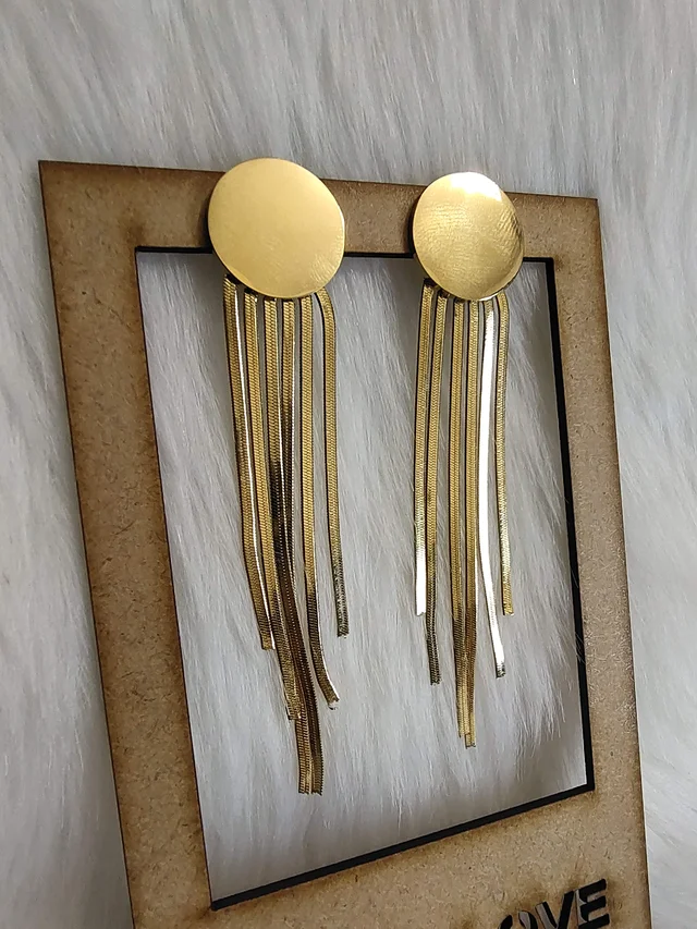 Golden Chain Tassel Dangler Earrings