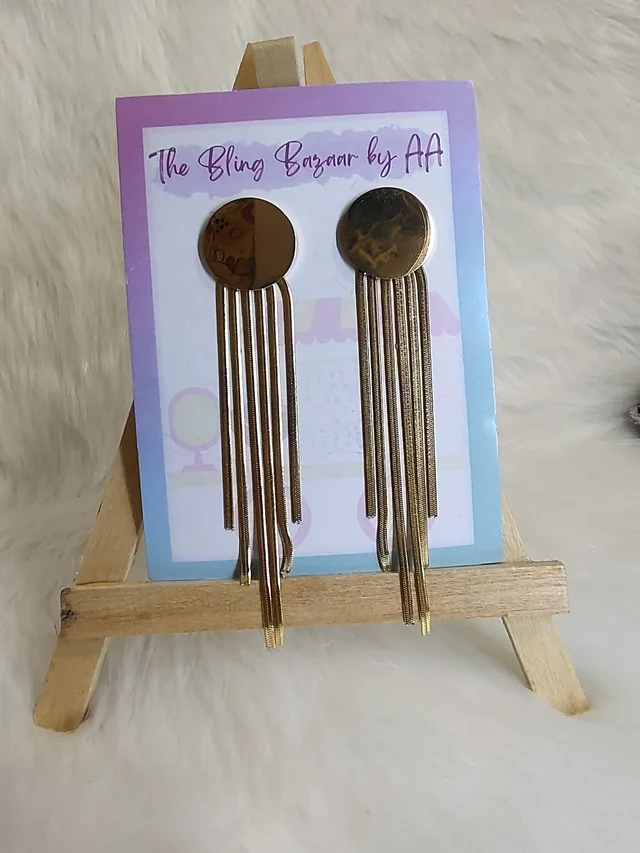 Golden Chain Tassel Dangler Earrings