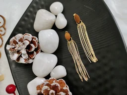 Golden Leaf Dandler Stainless Steel Tassel Earrings