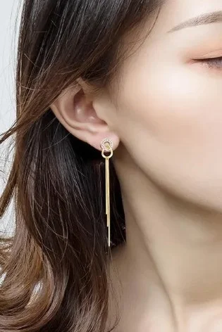 Double Ring Tassel Drop Earrings