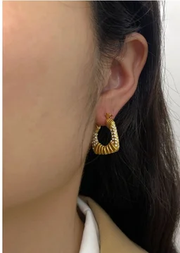 Star Burst Diamonds Square Hoops- Earrings