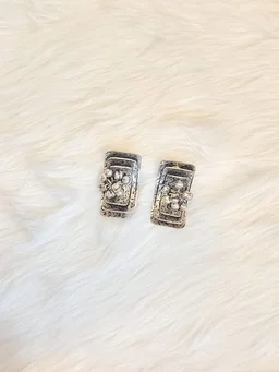 Triple Layer Ghungroo German Silver Replica Oxidised Earrings