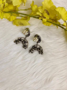 Moon German Silver Oxidised Earrings