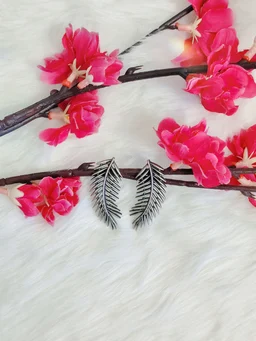 German Silver Replica Oxidised Replica Leaves Earrings