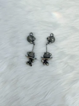 Boho Chai Ketli Oxidised German Silver Earrings