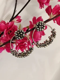 Ghungroo Ring Jhumka German Silver Oxidised Earrings
