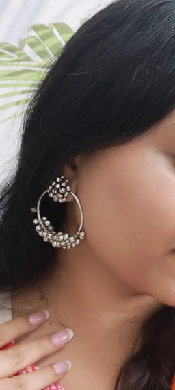 Ghungroo Ring Jhumka German Silver Oxidised Earrings
