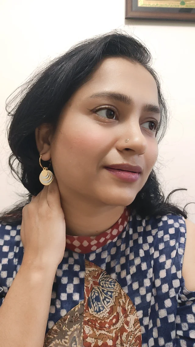 Silver Golden Circle In Circle Drop Earrings