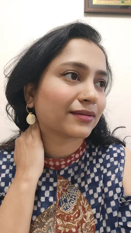 Silver Golden Circle In Circle Drop Earrings