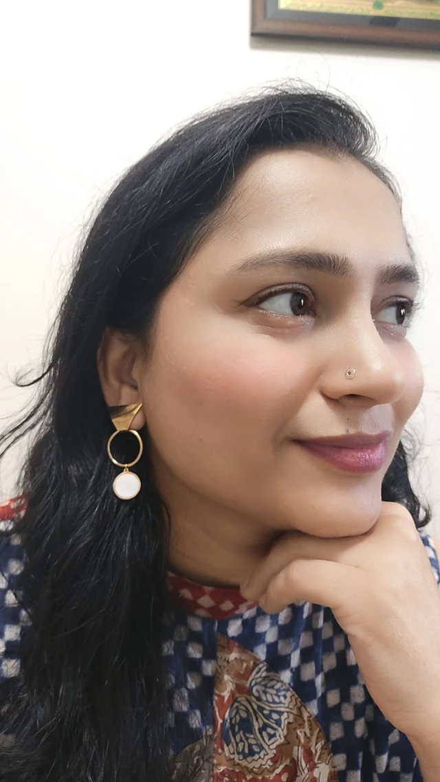 Geometry Design White Circle Danglers Earrings