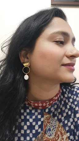 Geometry Design White Circle Danglers Earrings