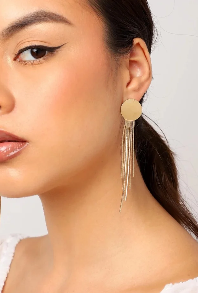 Golden Chain Tassel Dangler Earrings