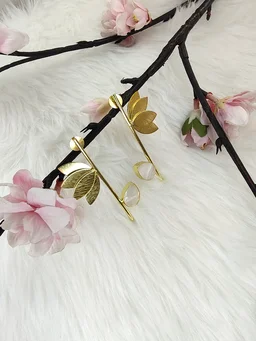 MOP Lotus Leaf Golden Earrings