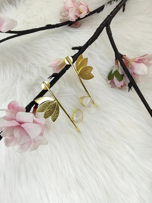 MOP Lotus Leaf Golden Earrings
