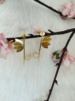 MOP Lotus Leaf Golden Earrings