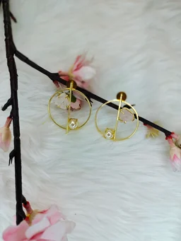 Natural Raw Stone And Pearl Earrings