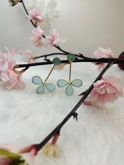Blue Quartz 3 Petal Drop Earrings