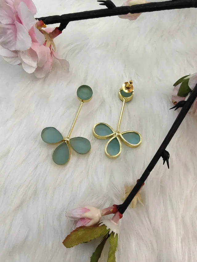 Blue Quartz 3 Petal Drop Earrings