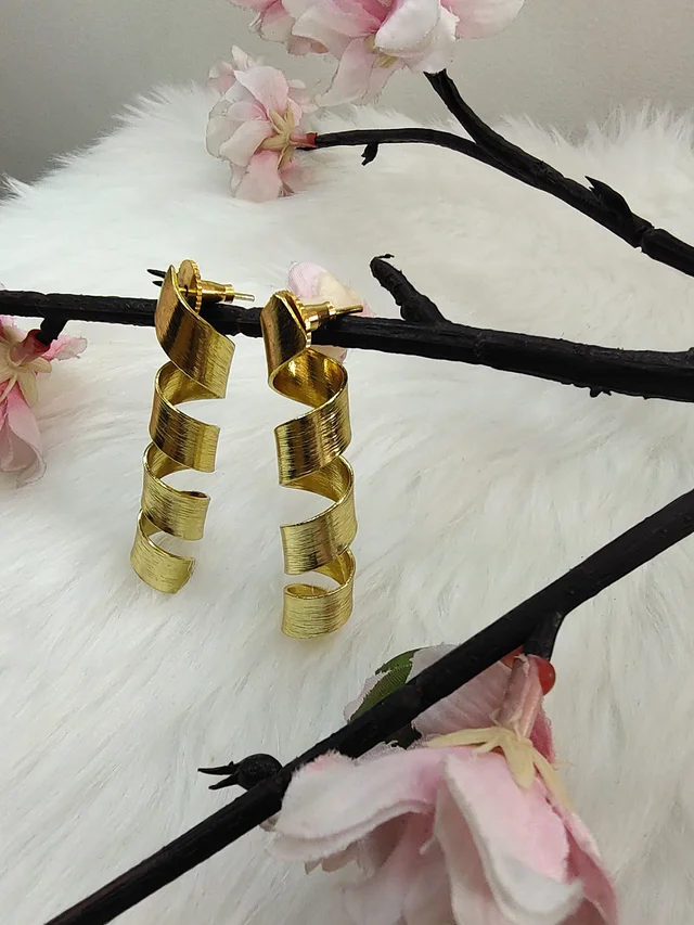 Golden Spiral Drop Earrings