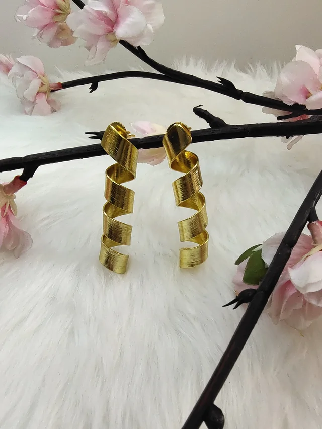 Golden Spiral Drop Earrings