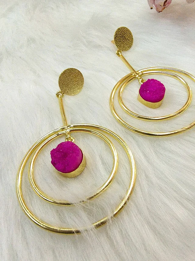 Pink Sugar Druzy Eclipse Earrings