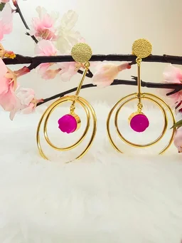 Pink Sugar Druzy Eclipse Earrings