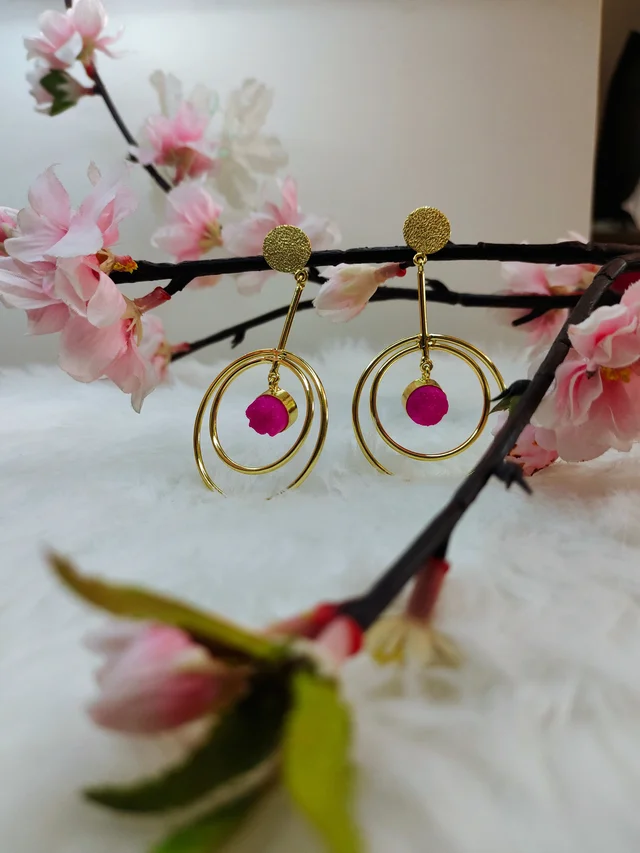 Pink Sugar Druzy Eclipse Earrings