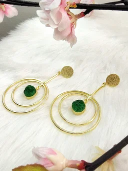 Green Sugar Druzy Eclipse Earrings
